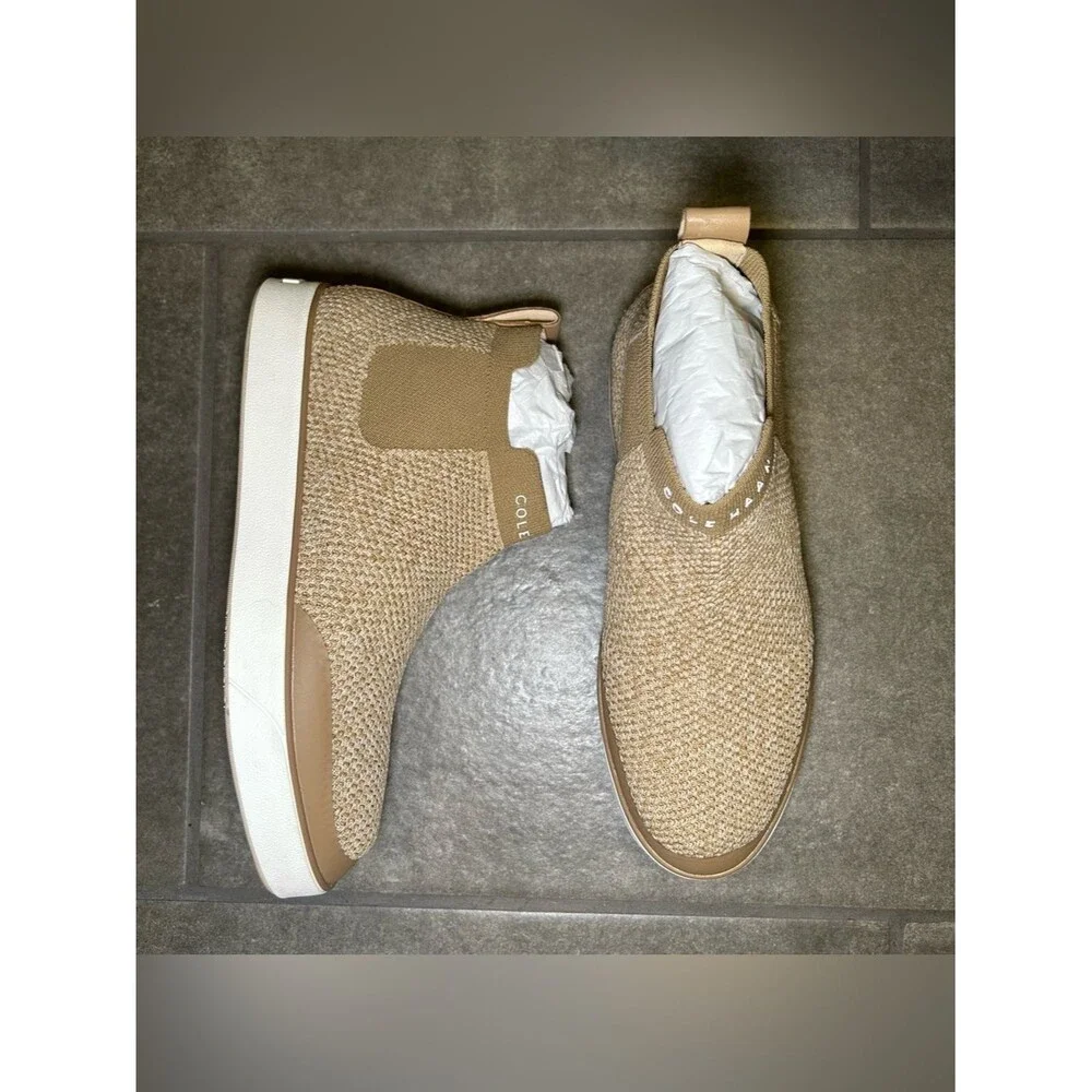 NEW Cole Haan Nantucket Neutral Knit Slip On Ankle Boots Women’s Shoe Size 6.5 B